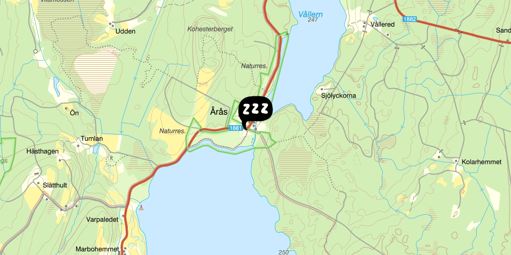 Map showing the location of STF Årås Säteri & Trädgårdar