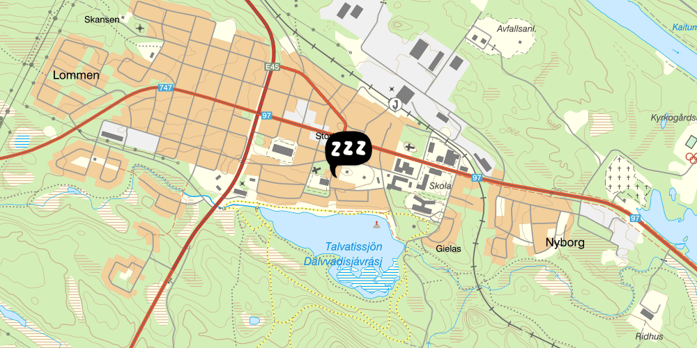 Map showing the location of STF Åsgård Vandrarhem Jokkmokk