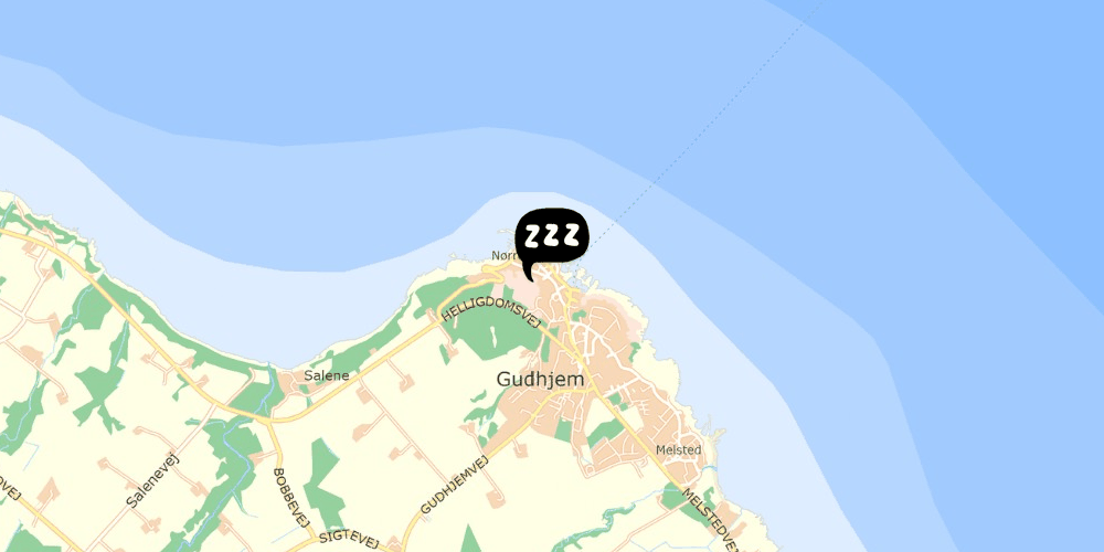 Map showing the location of Gudhjem Vandrerhjem