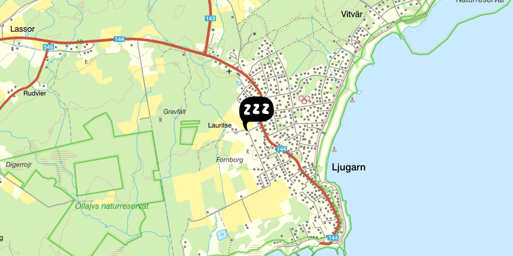 Map showing the location of Koburg Vandrarhem Ljugarn