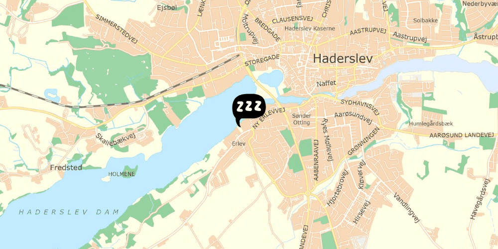 Map showing the location of Haderslev Vandrerhjem