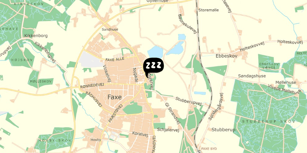 Map showing the location of Danhostel Faxe