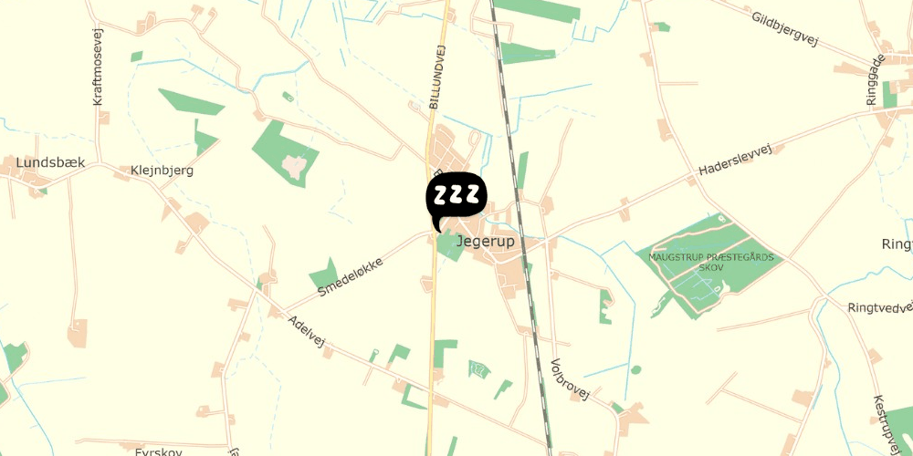 Map showing the location of Det lille herberg i Jegerup