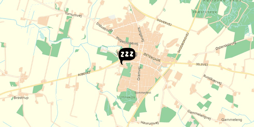 Map showing the location of Danhostel Rødding