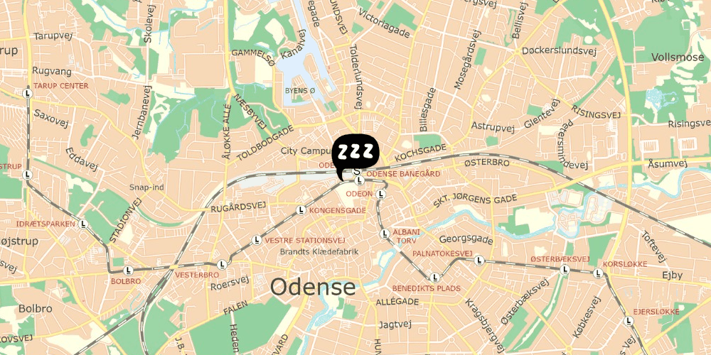 Map showing the location of Danhostel Odense