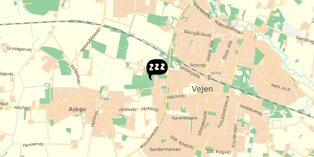 Map showing the location of Danhostel Vejen