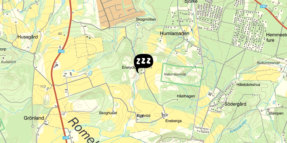 Map showing the location of Körsbärsdalen Bed & Breakfast