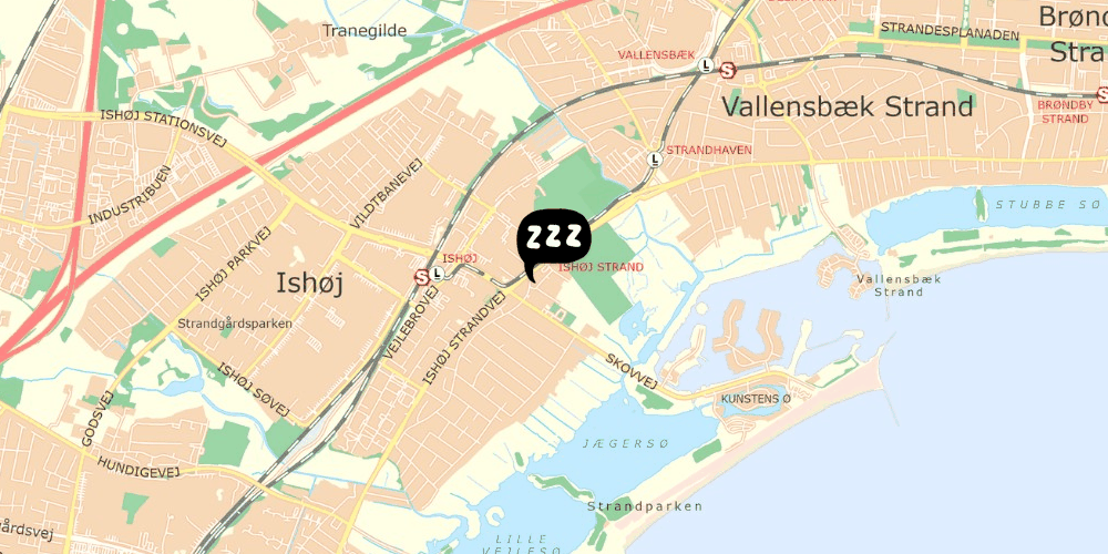 Map showing the location of Danhostel Ishøj Strand
