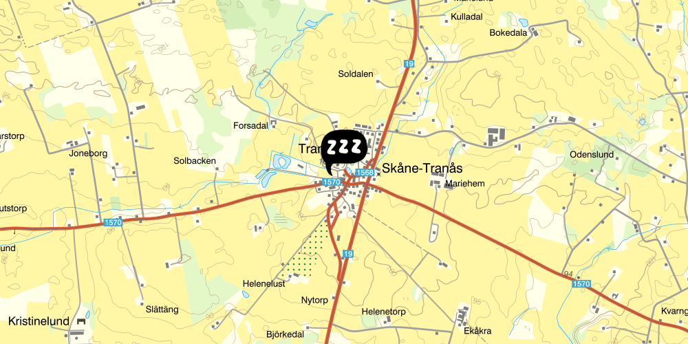 Map showing the location of Munkamöllans B&B 
