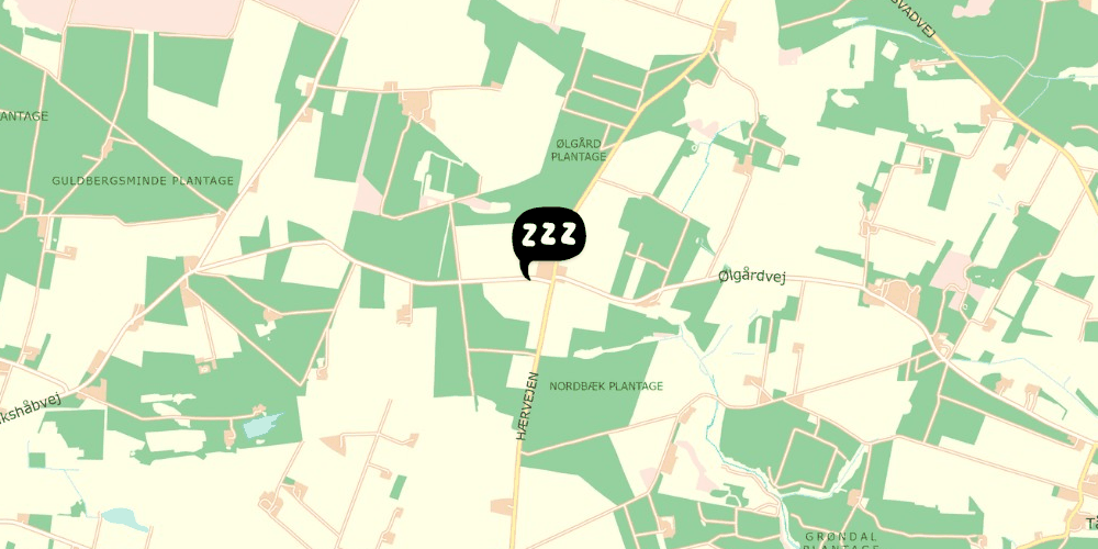 Map showing the location of Ølgård Vandrehjem