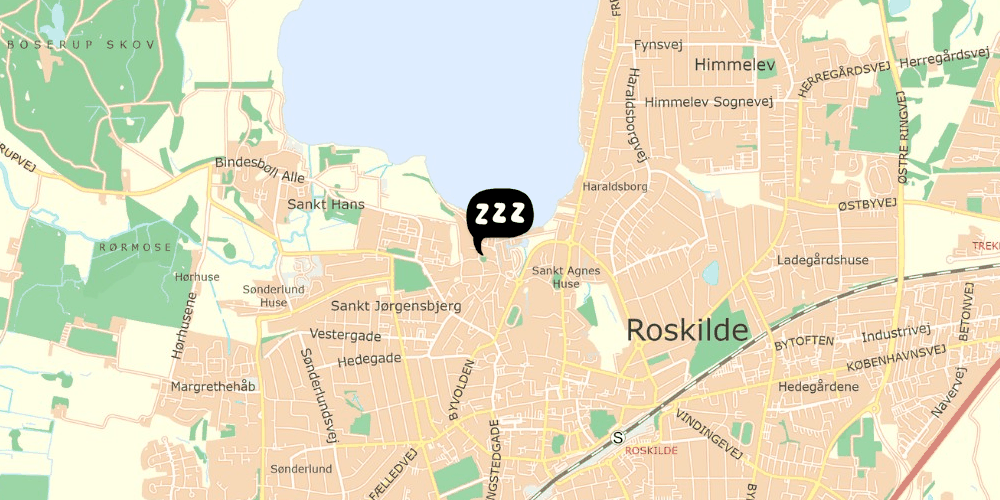 Map showing the location of Roskilde Danhostel