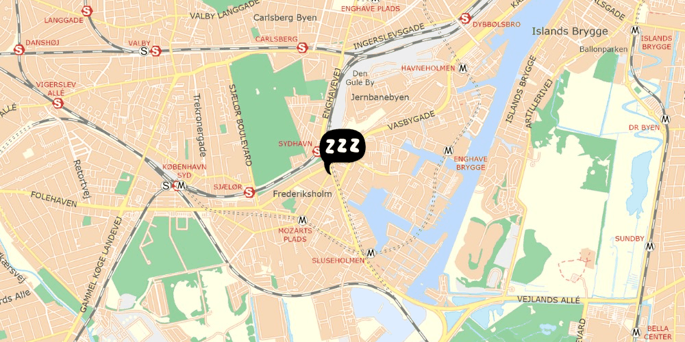 Map showing the location of a&o Kobenhavn-Sydhavn