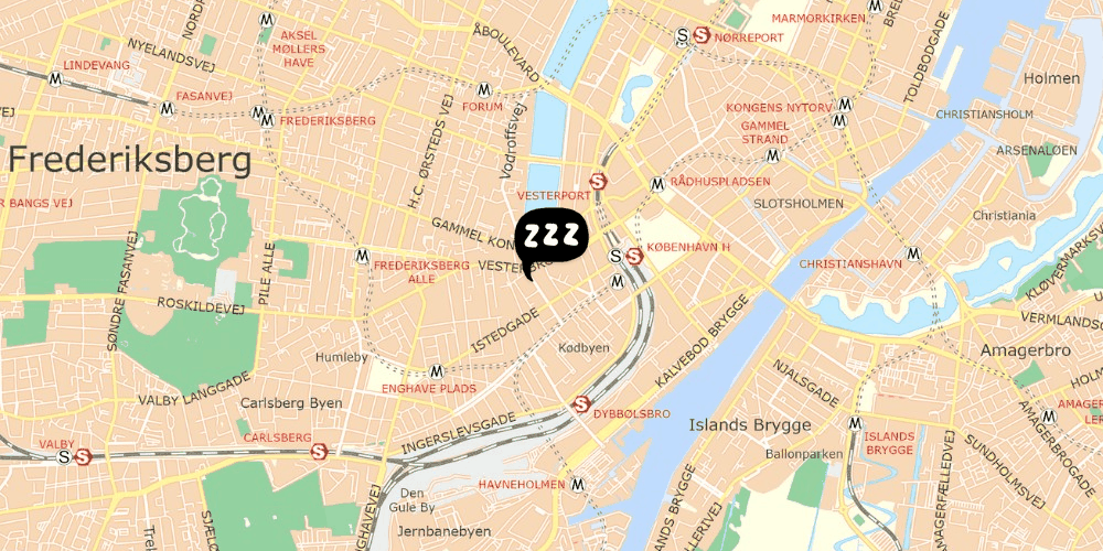 Map showing the location of Capsule Hotel Copenhagen