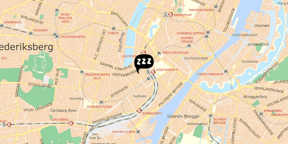 Map showing the location of where to sleep