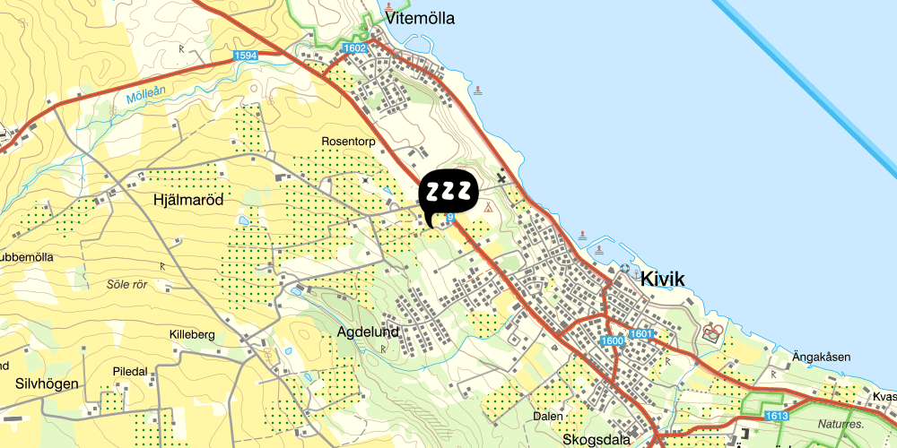 Map showing the location of Systrarna på Kivik