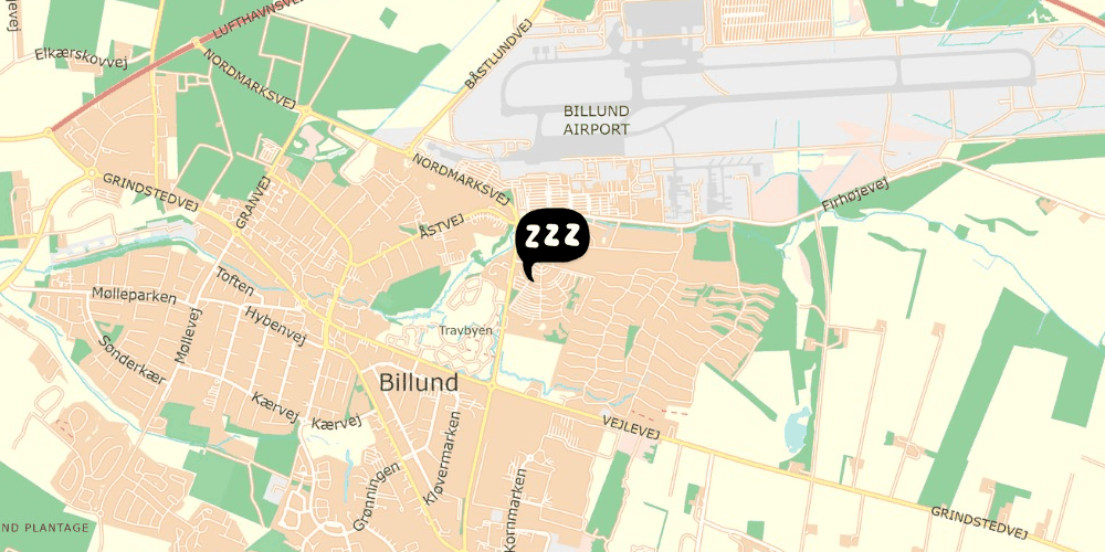 Map showing the location of Legoland Village