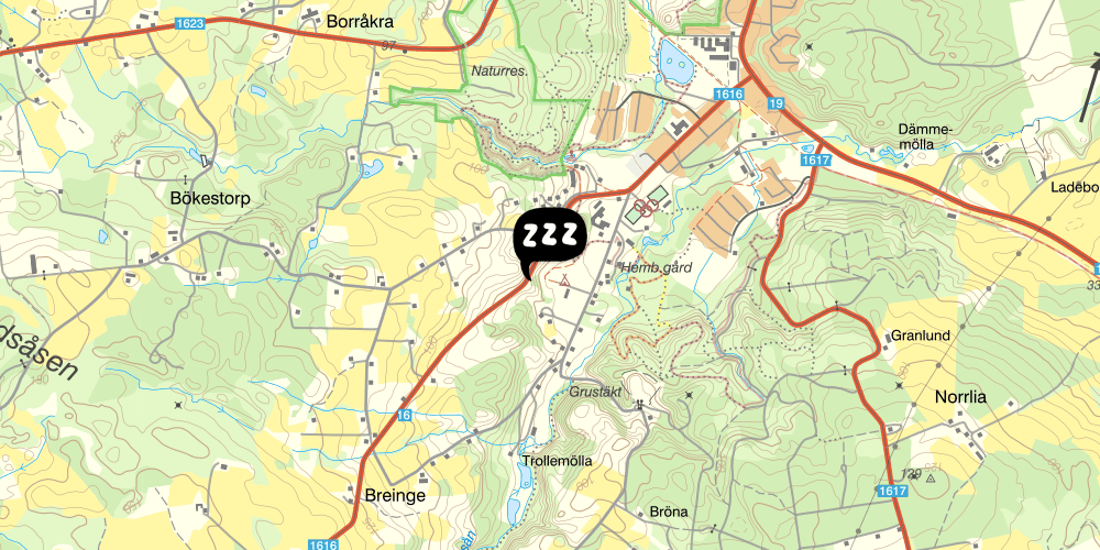 Map showing the location of Degeberga Stugby
