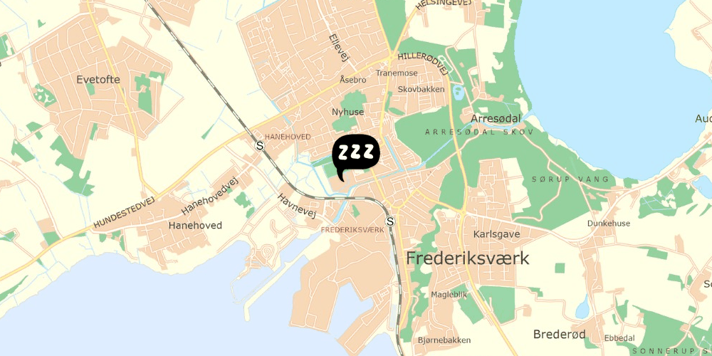 Map showing the location of Frederiksværk Camping og Vandrehjem