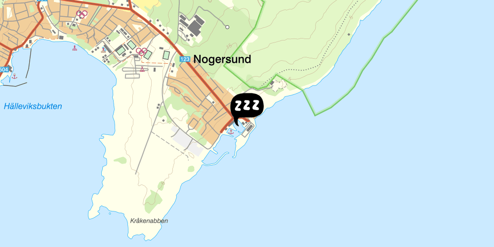 Map showing the location of Inseglets vandrarhem