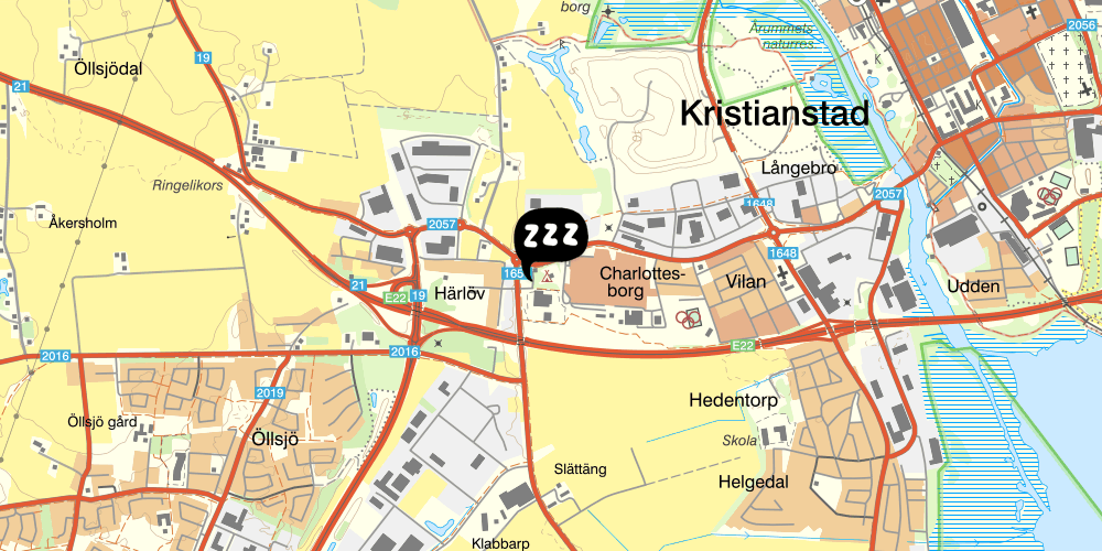 Map showing the location of Charlottsborgs Vandrarhem
