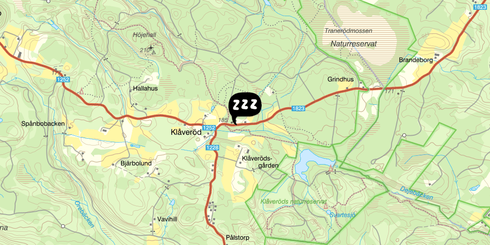 Map showing the location of Klåveröds vandrarhem