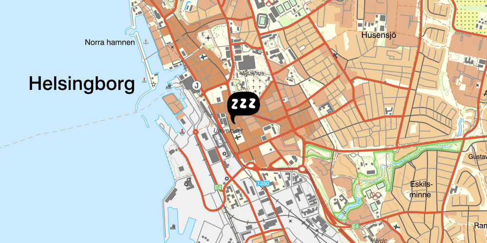 Map showing the location of Helsingborgs Vandrarhem Centrum