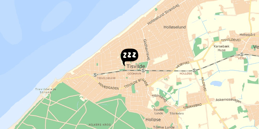 Map showing the location of Danhostel Tisvildeleje