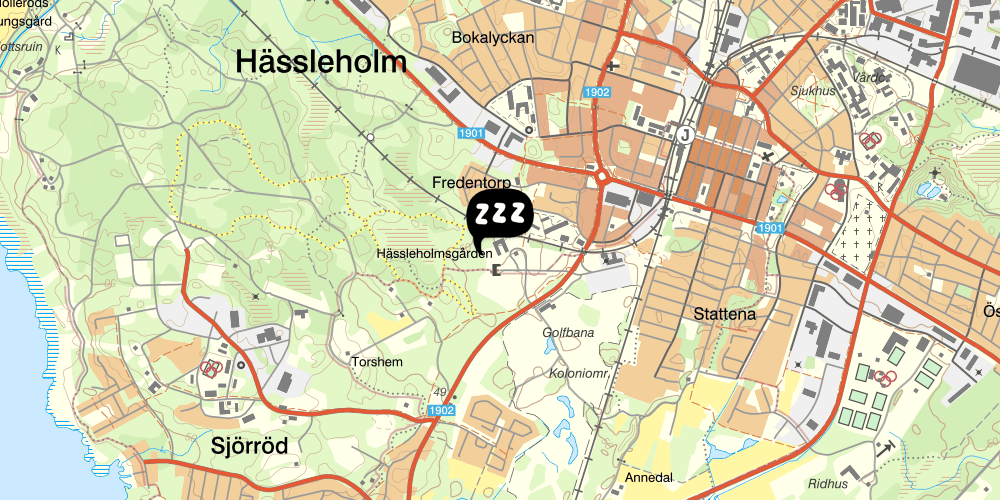 Map showing the location of Hässleholmsgården