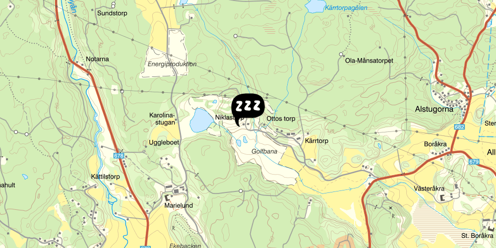 Map showing the location of Gula Huset - Nicklastorp GK