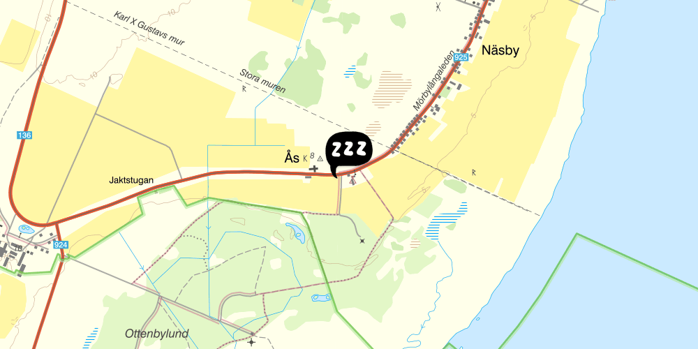 Map showing the location of Ottenby vandrarhem
