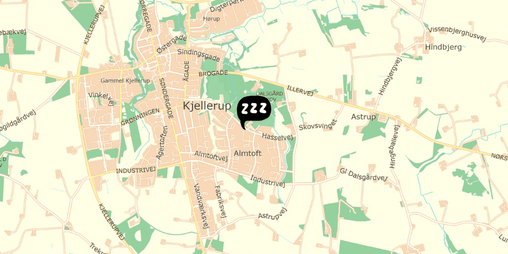 Map showing the location of Danhostel Kjellerup