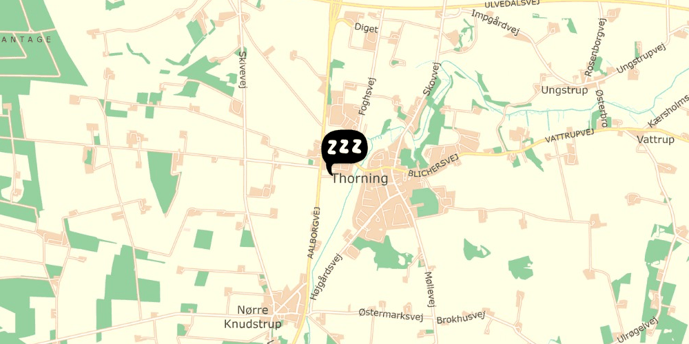 Map showing the location of Hærvejsherberget Thorning