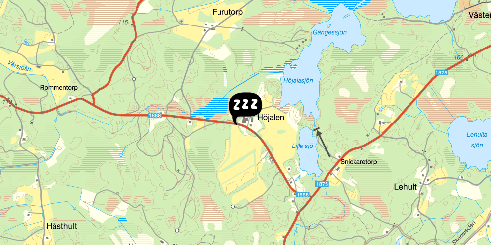 Map showing the location of Höjalens Vandrarhem