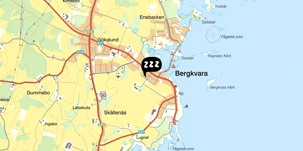 Map showing the location of Vandrarhem Bergkvara