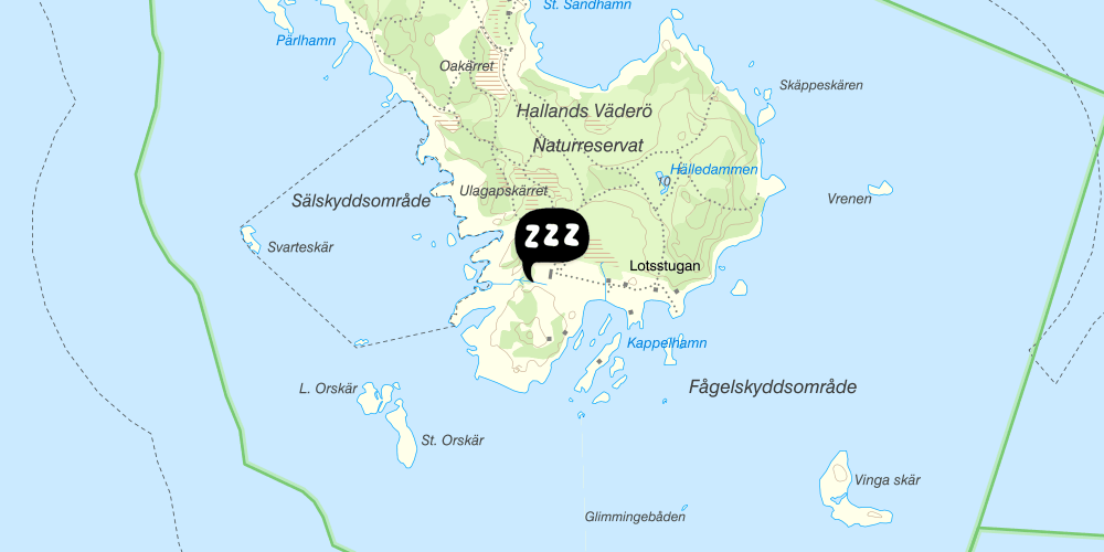 Map showing the location of Skogvaktaregården