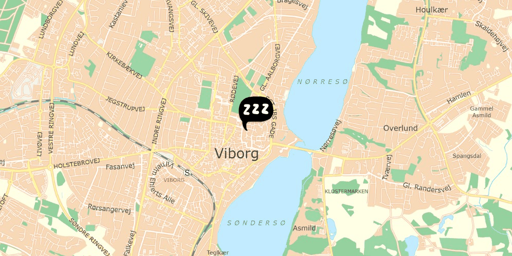 Map showing the location of Viborg Pilgrimshus "Herberget"