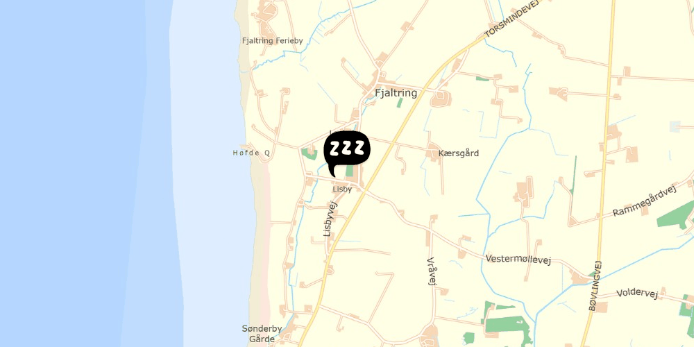 Map showing the location of Danhostel Fjaltring