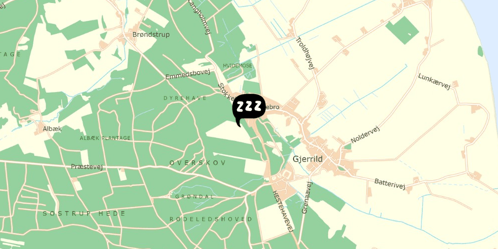 Map showing the location of Gjerrild Vandrerhjem