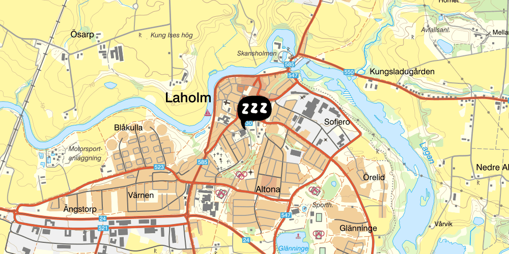 Map showing the location of STF Vandrarhem Laholm