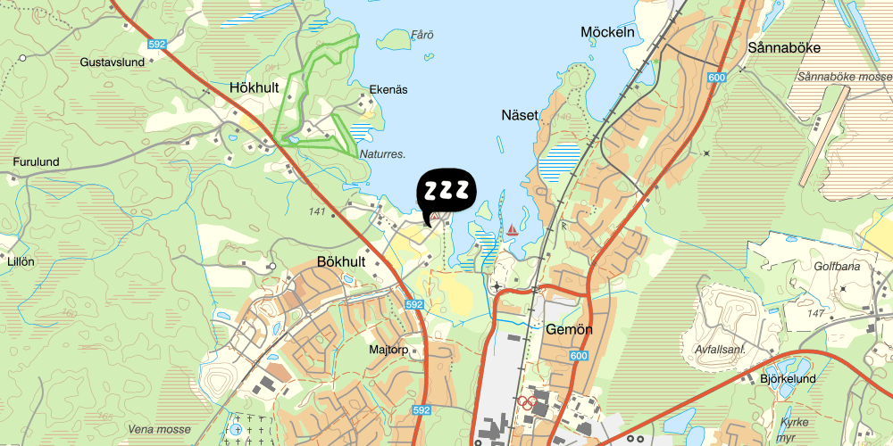 Map showing the location of Sjöstugans Vandrarhem
