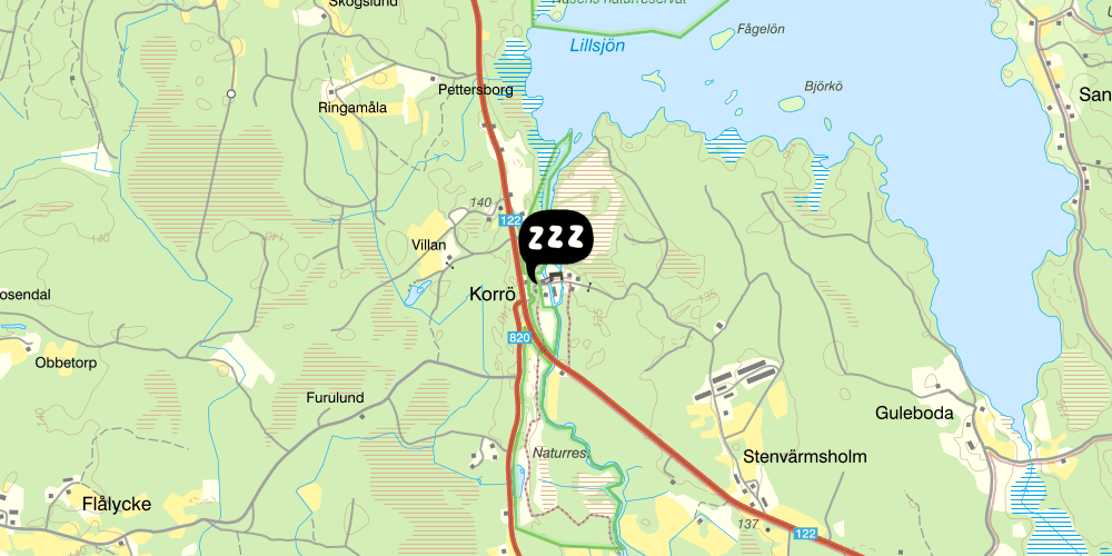 Map showing the location of Korrö Hotell & Vandrarhem