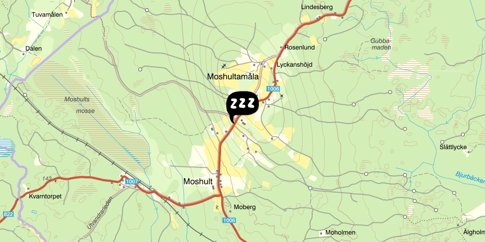 Map showing the location of Moshults Vandrarhem