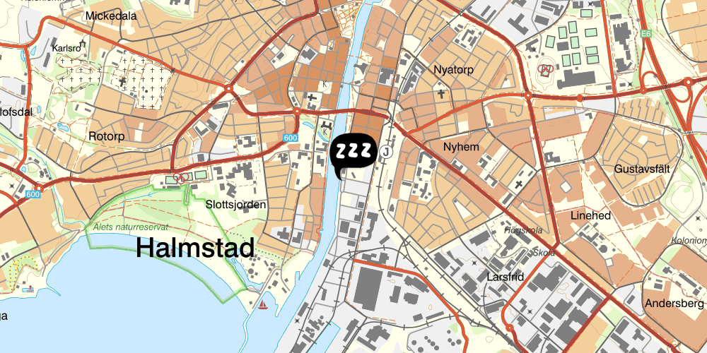 Map showing the location of STF Vandrarhem Halmstad/Kaptenshamn