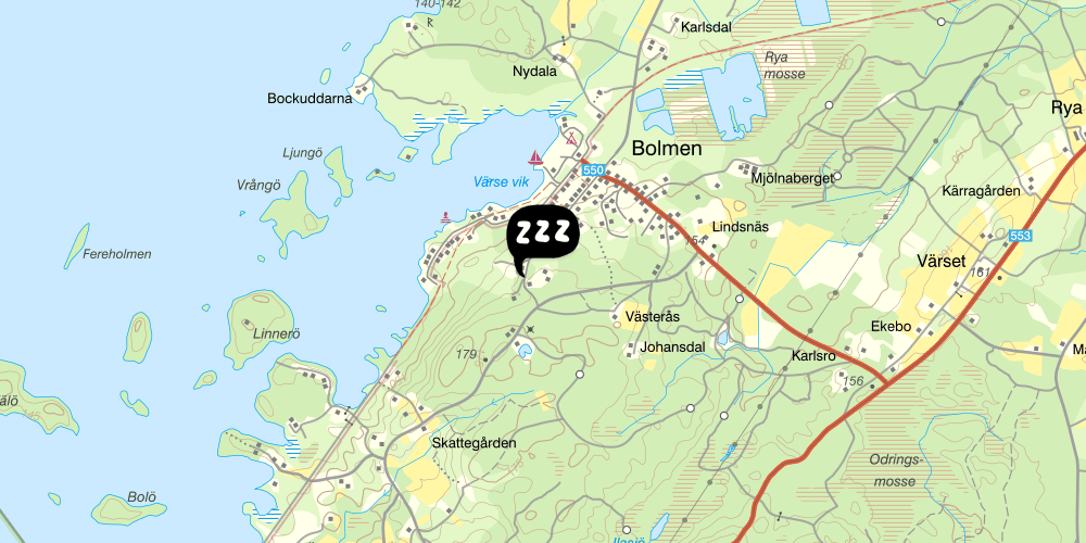 Map showing the location of Bolmem Bed