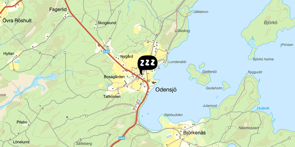 Map showing the location of Bed & Breakfast Strandhem