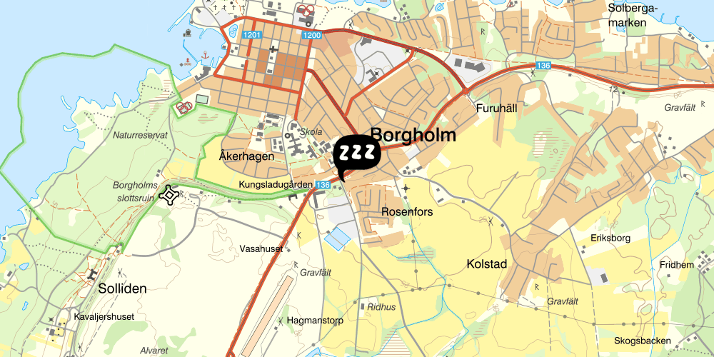 Map showing the location of STF Vandrarhem Borgholm Rosenfors
