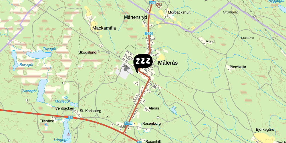 Map showing the location of Målerås Vandrarhem och B&B