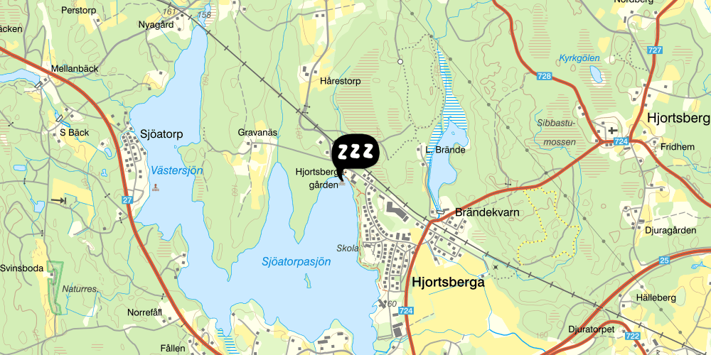 Map showing the location of Hjortsbergagården