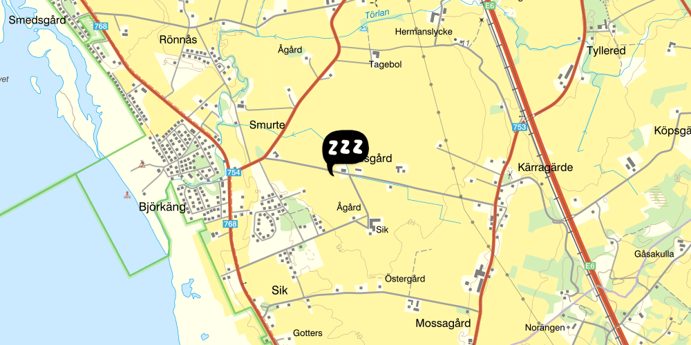 Map showing the location of Björkängs Vandrarhem