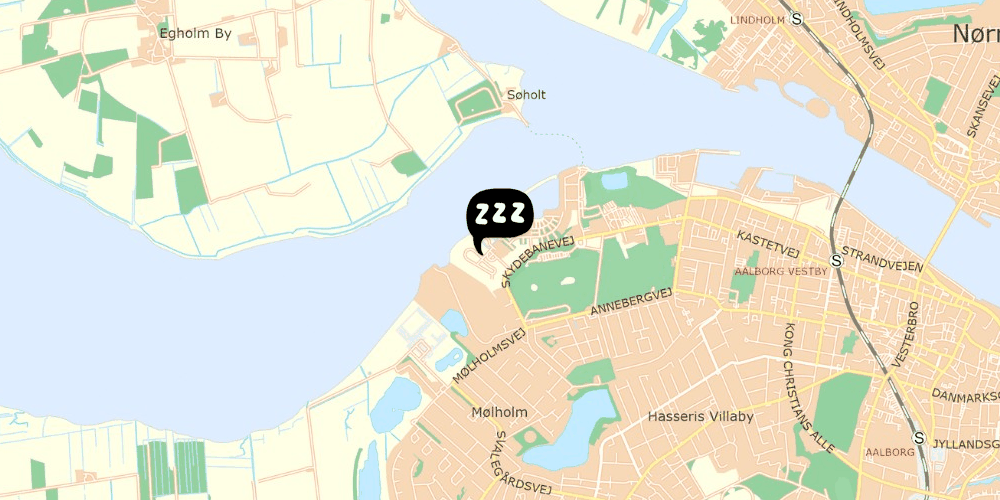 Map showing the location of Danhostel Aalborg